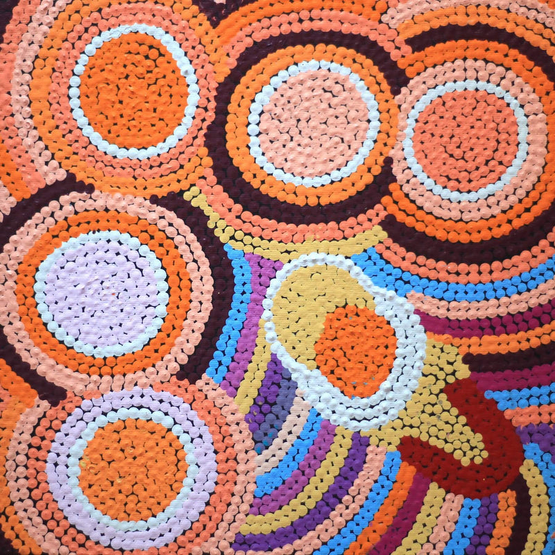 Aboriginal Artwork by Ada Napaljarri Andy, Karnta Jukurrpa (Womens Dreaming), 30x30cm