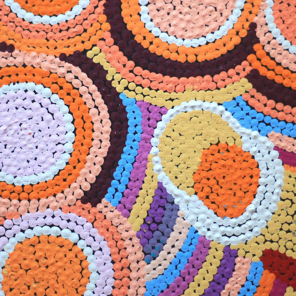 Aboriginal Artwork by Ada Napaljarri Andy, Karnta Jukurrpa (Womens Dreaming), 30x30cm