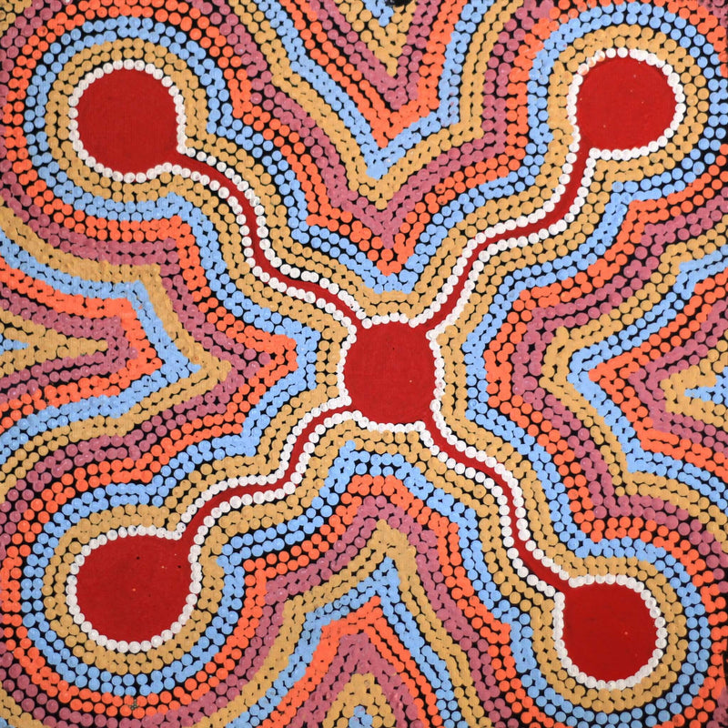 Aboriginal Artwork by Ada Napaljarri Andy, Karnta Jukurrpa (Womens Dreaming), 30x30cm