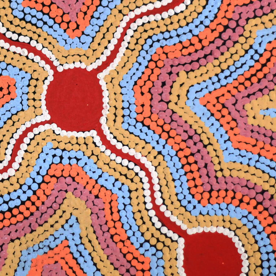 Aboriginal Artwork by Ada Napaljarri Andy, Karnta Jukurrpa (Womens Dreaming), 30x30cm