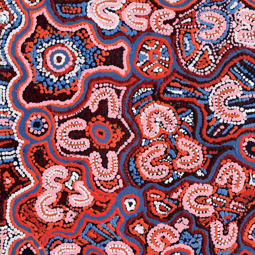 Aboriginal Artwork by Ada Nangala Dixon, Ngapa Jukurrpa (Water Dreaming) - Puyurru, 61x61cm - ART ARK®