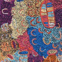 Aboriginal Artwork by Ada Nangala Dixon, Ngapa Jukurrpa (Water Dreaming) - Puyurru, 91x91cm