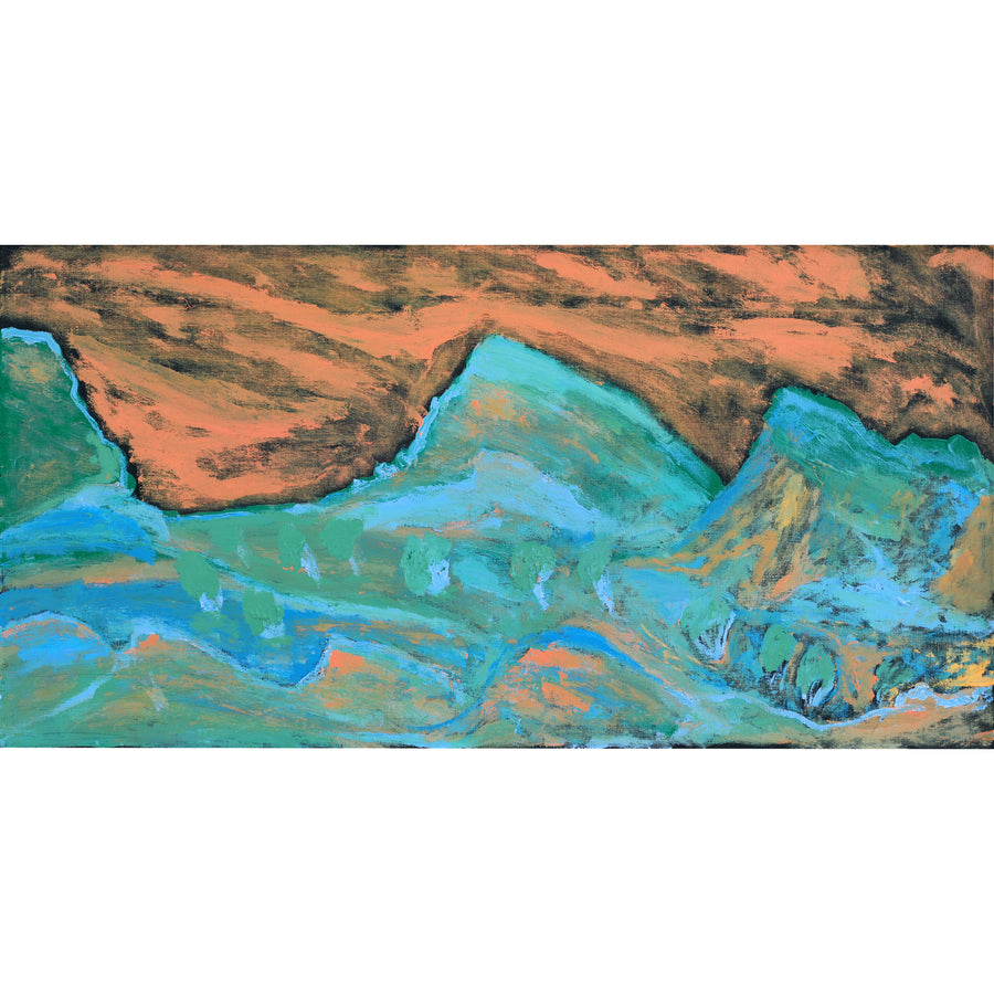 Aboriginal Artwork by Adrian Jangala Robinson, Nguru Nyirrpi-wana (Country around Nyirrpi), 91x46cm