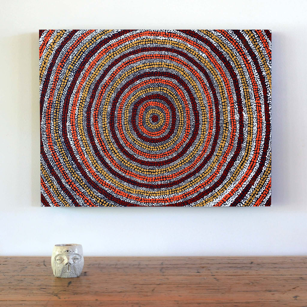 Aboriginal Art by Adrianna Nangala Egan, Yarla Jukurrpa (Bush Potato Dreaming) - Cockatoo Creek, 61x46cm - ART ARK®