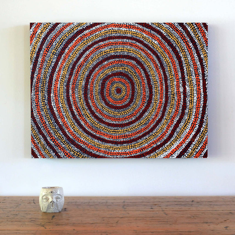 Aboriginal Art by Adrianna Nangala Egan, Yarla Jukurrpa (Bush Potato Dreaming) - Cockatoo Creek, 61x46cm - ART ARK®