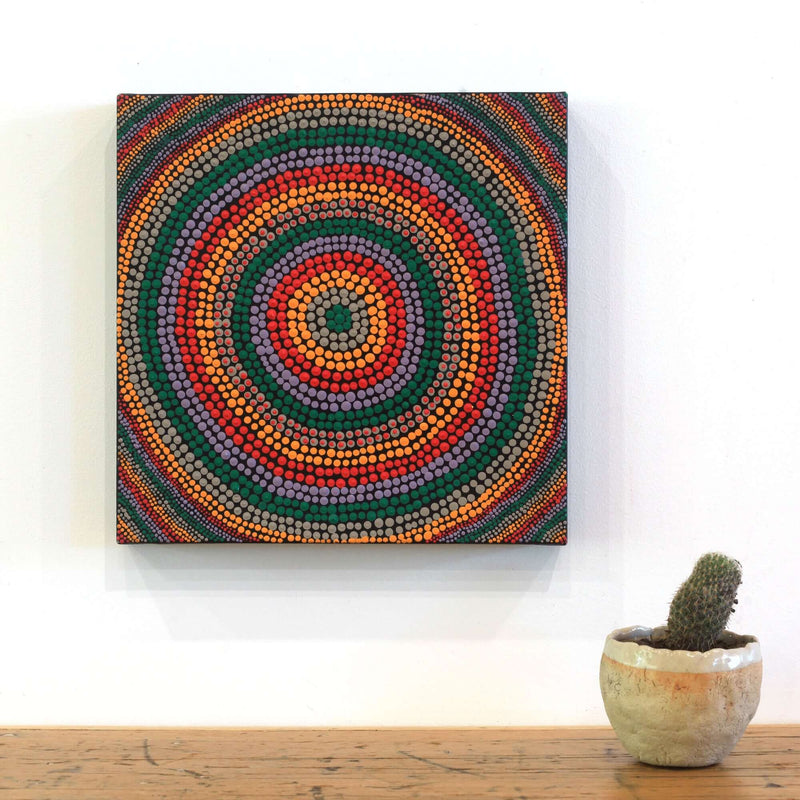 Aboriginal Artwork by Adrianna Nangala Egan, Yarla Jukurrpa (Bush Potato Dreaming) - Cockatoo Creek, 30x30cm