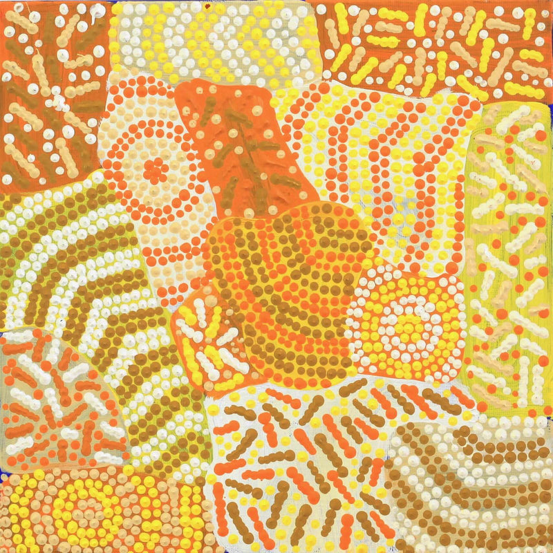 Aboriginal Artwork by Adrianna Nangala Egan, Yarla Jukurrpa (Bush Potato Dreaming) - Cockatoo Creek, 30x30cm