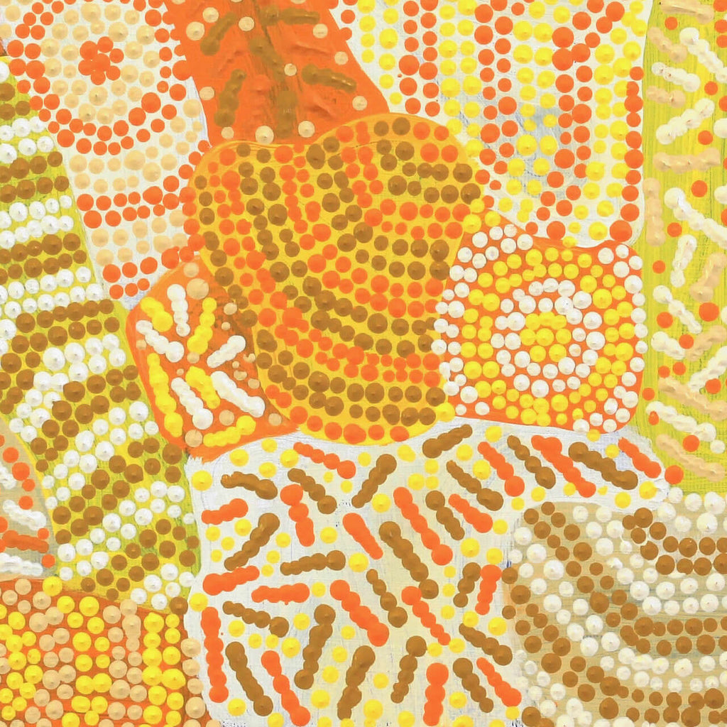 Aboriginal Art by Adrianna Nangala Egan, Yarla Jukurrpa (Bush Potato Dreaming) - Cockatoo Creek, 30x30cm - ART ARK®