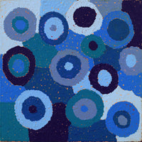 Aboriginal Artwork by Agnes Nampijinpa Brown, Ngapa Jukurrpa (Water Dreaming) - Puyurru, 30x30cm