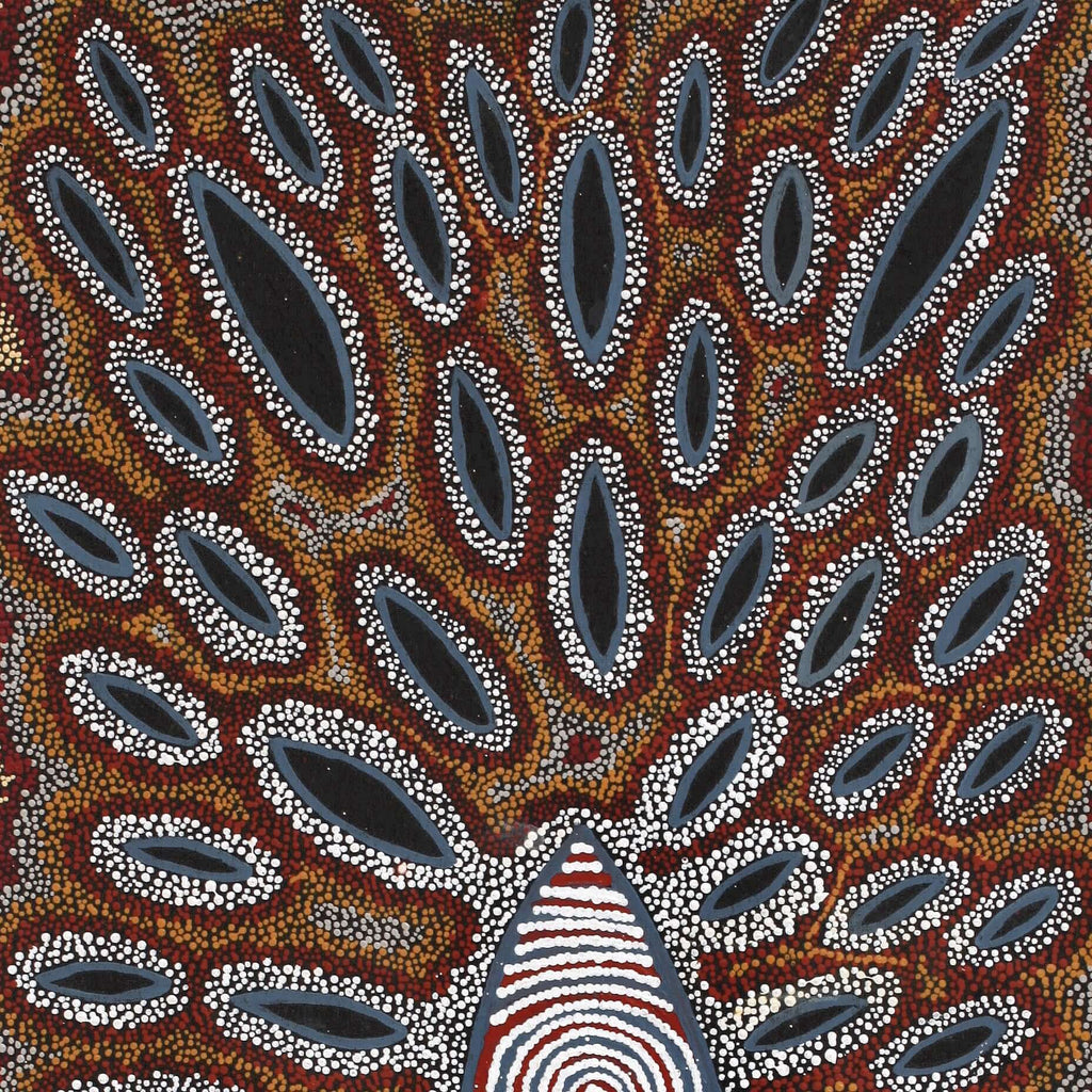 Aboriginal Artwork by Agnes Nampijinpa Fry, Pamapardu Jukurrpa (Flying Ant Dreaming) - Warntu, 107x46cm