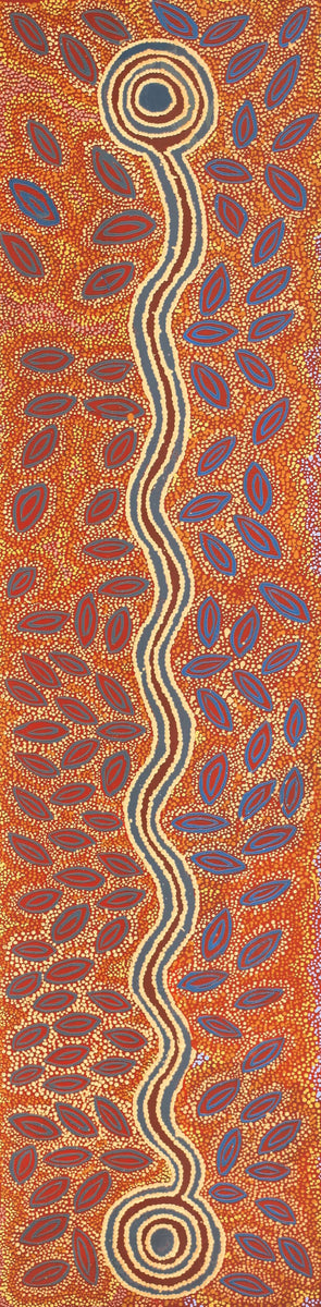 Aboriginal Art by Agnes Nampijinpa Fry, Pamapardu Jukurrpa (Flying Ant Dreaming) - Warntu, 122x30cm - ART ARK®