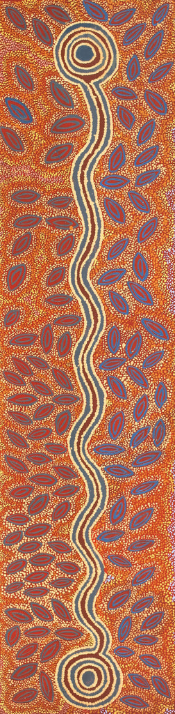 Aboriginal Artwork by Agnes Nampijinpa Fry, Pamapardu Jukurrpa (Flying Ant Dreaming) - Warntu, 122x30cm