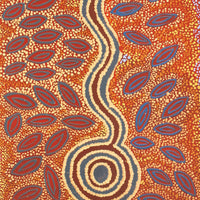 Aboriginal Artwork by Agnes Nampijinpa Fry, Pamapardu Jukurrpa (Flying Ant Dreaming) - Warntu, 122x30cm