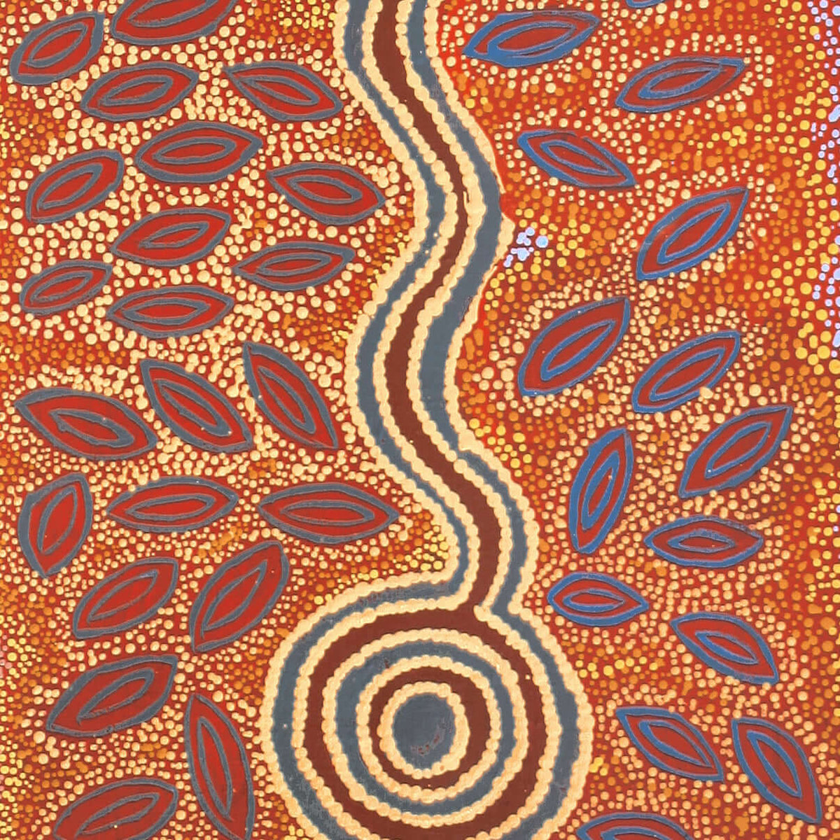 Aboriginal Art by Agnes Nampijinpa Fry, Pamapardu Jukurrpa (Flying Ant Dreaming) - Warntu, 122x30cm - ART ARK®