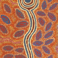 Aboriginal Artwork by Agnes Nampijinpa Fry, Pamapardu Jukurrpa (Flying Ant Dreaming) - Warntu, 122x30cm