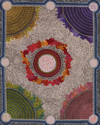 Aboriginal Artwork by Agnes Nampijinpa Fry, Ngapa Jukurrpa (Water Dreaming) - Puyurru, 76x61cm
