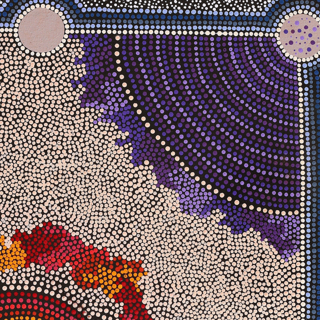 Aboriginal Artwork by Agnes Nampijinpa Fry, Ngapa Jukurrpa (Water Dreaming) - Puyurru, 76x61cm