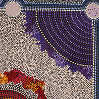 Aboriginal Artwork by Agnes Nampijinpa Fry, Ngapa Jukurrpa (Water Dreaming) - Puyurru, 76x61cm