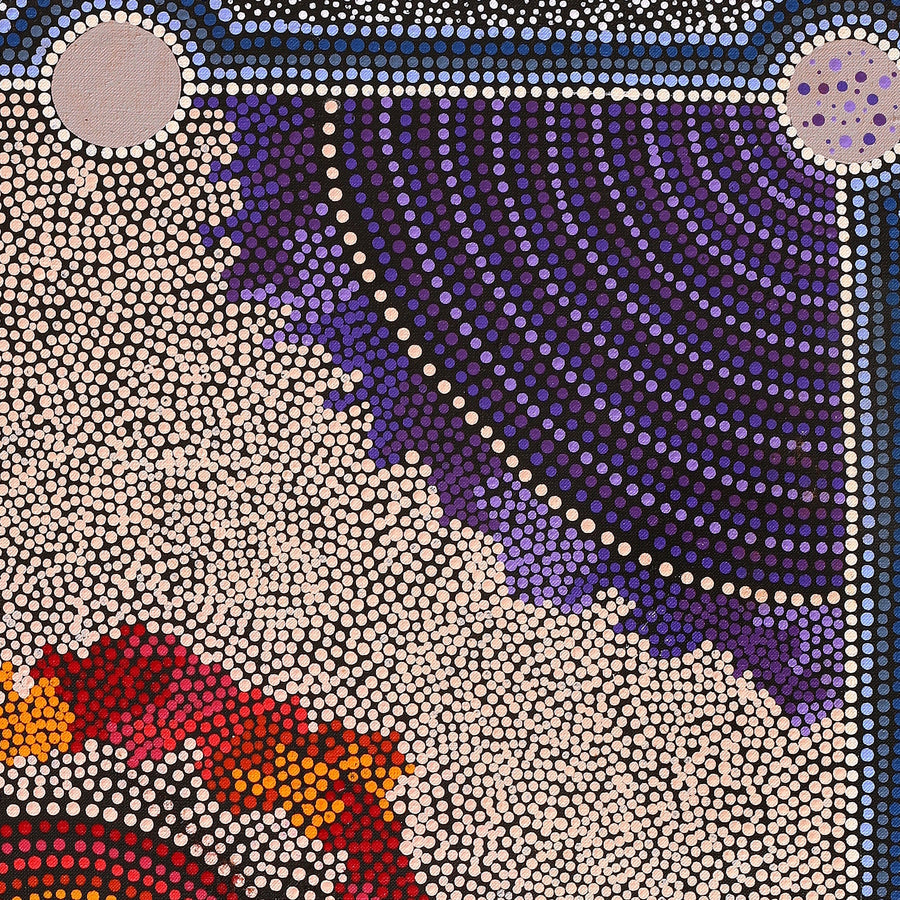 Aboriginal Artwork by Agnes Nampijinpa Fry, Ngapa Jukurrpa (Water Dreaming) - Puyurru, 76x61cm