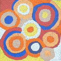 Aboriginal Artwork by Agnes Nampijinpa Brown, Ngapa Jukurrpa (Water Dreaming) - Puyurru, 30x30cm