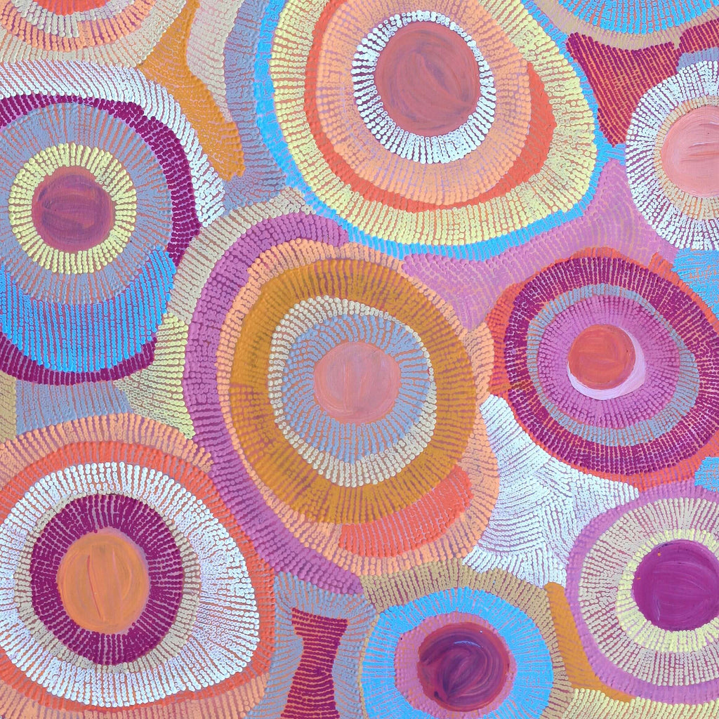 Aboriginal Artwork by Agnes Nampijinpa Brown, Ngapa Jukurrpa (Water Dreaming) - Puyurru, 152x91cm