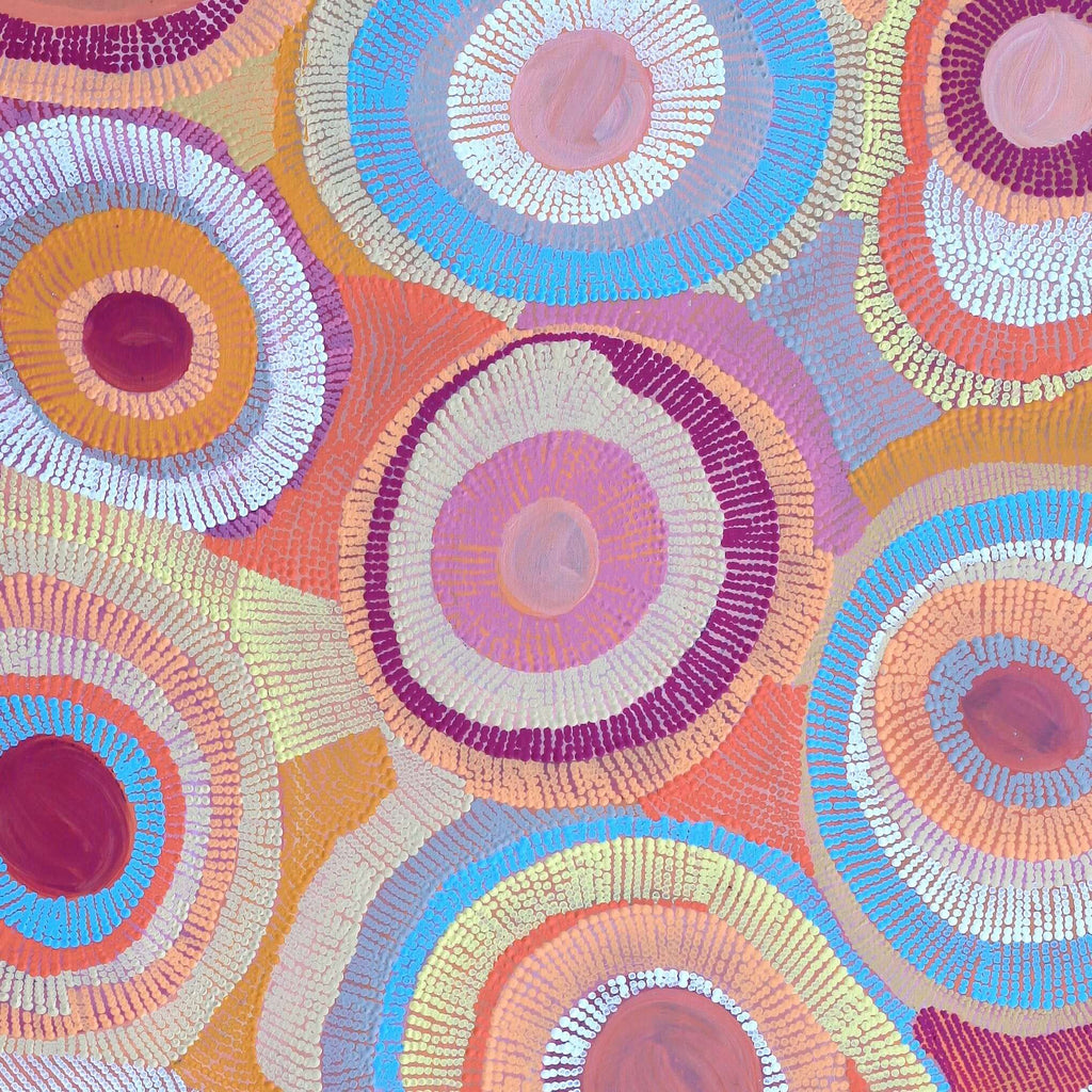 Aboriginal Artwork by Agnes Nampijinpa Brown, Ngapa Jukurrpa (Water Dreaming) - Puyurru, 152x91cm