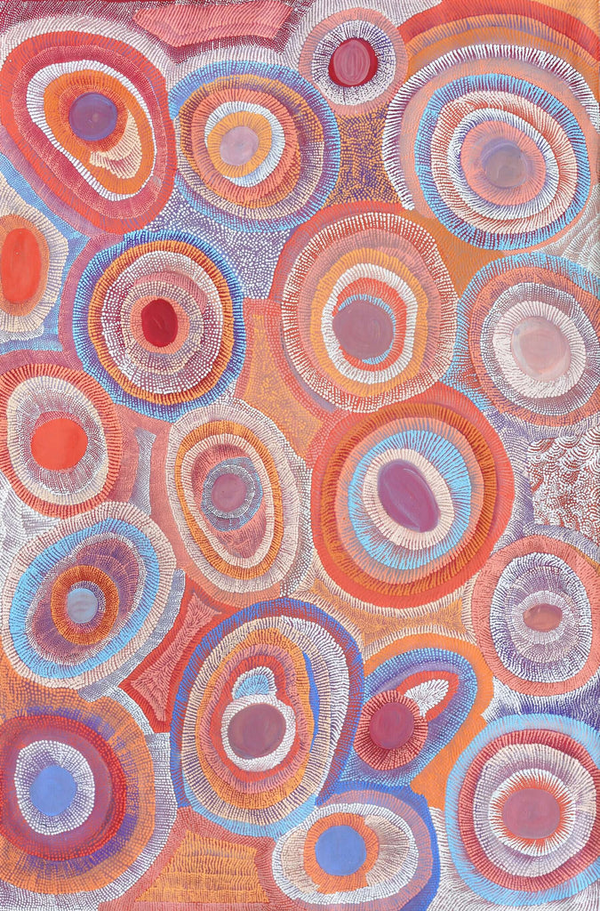 Aboriginal Artwork by Agnes Nampijinpa Brown, Ngapa Jukurrpa (Water Dreaming) - Puyurru, 182x122cm