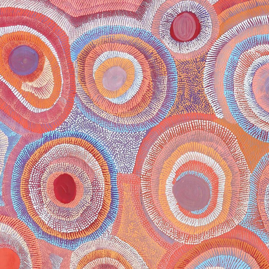 Aboriginal Artwork by Agnes Nampijinpa Brown, Ngapa Jukurrpa (Water Dreaming) - Puyurru, 182x122cm