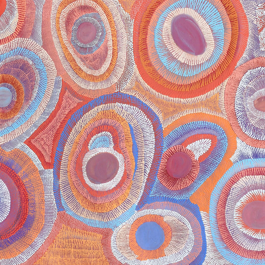 Aboriginal Artwork by Agnes Nampijinpa Brown, Ngapa Jukurrpa (Water Dreaming) - Puyurru, 182x122cm