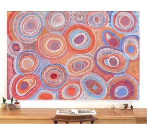 Aboriginal Art by Agnes Nampijinpa Brown, Ngapa Jukurrpa (Water Dreaming) - Puyurru, 182x122cm - ART ARK®