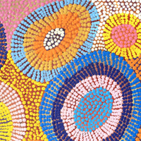 Aboriginal Artwork by Agnes Nampijinpa Brown, Ngapa Jukurrpa (Water Dreaming) - Puyurru, 30x30cm