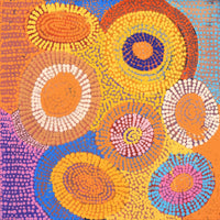 Aboriginal Artwork by Agnes Nampijinpa Brown, Ngapa Jukurrpa (Water Dreaming) - Puyurru, 30x30cm