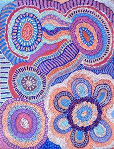 Aboriginal Artwork by Agnes Nampijinpa Brown, Ngapa Jukurrpa (Water Dreaming) - Puyurru, 61x46cm - ART ARK®