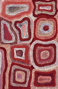 Aboriginal Artwork by Agnes Nampijinpa Brown, Ngapa Jukurrpa (Water Dreaming) - Puyurru, 91x61cm