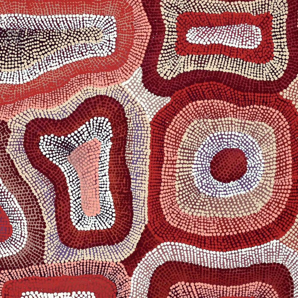 Aboriginal Artwork by Agnes Nampijinpa Brown, Ngapa Jukurrpa (Water Dreaming) - Puyurru, 91x61cm