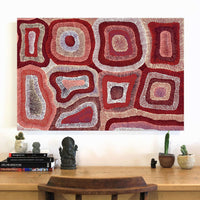 Aboriginal Artwork by Agnes Nampijinpa Brown, Ngapa Jukurrpa (Water Dreaming) - Puyurru, 91x61cm