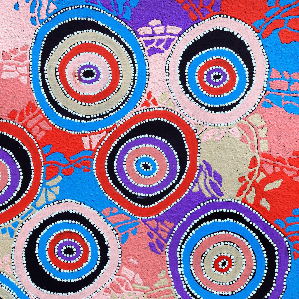 Aboriginal Artwork by Agnes Nampijinpa Brown, Ngapa Jukurrpa (Water Dreaming) - Puyurru, 91x76cm - ART ARK®