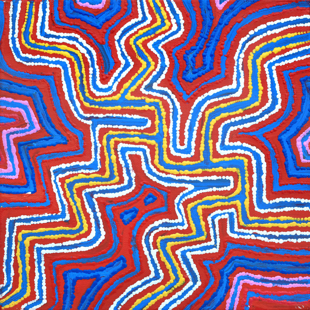 Aboriginal Art by Agne Nampijinpa Fry, Watiya-warnu Jukurrpa (Seed Dreaming), 30.5x30.5cm - ART ARK®
