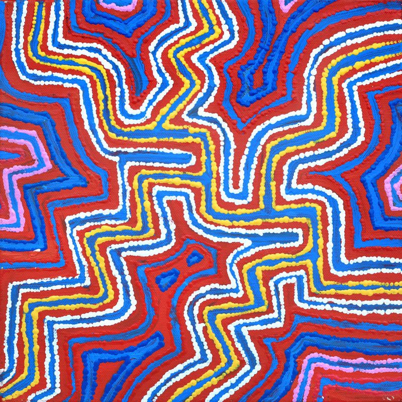 Aboriginal Artwork by Agne Nampijinpa Fry, Watiya-warnu Jukurrpa (Seed Dreaming), 30.5x30.5cm