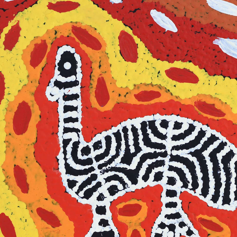 Aboriginal Artwork by Agnes Nampijinpa Fry, Yankirri Jukurrpa (Emu Dreaming) - Ngarlikurlangu, 30x30cm