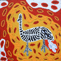 Aboriginal Artwork by Agnes Nampijinpa Fry, Yankirri Jukurrpa (Emu Dreaming) - Ngarlikurlangu, 30x30cm