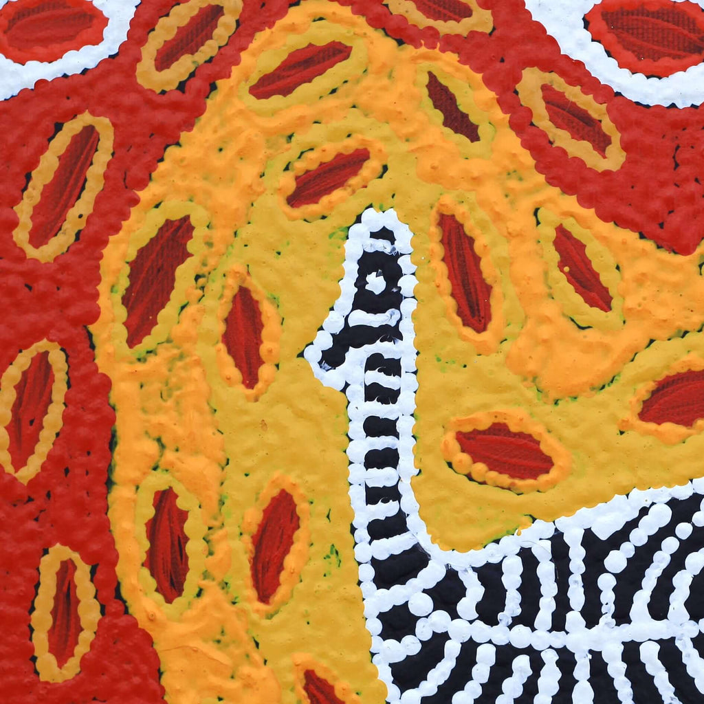 Aboriginal Artwork by Agnes Nampijinpa Fry, Yankirri Jukurrpa (Emu Dreaming) - Ngarlikurlangu, 30x30cm
