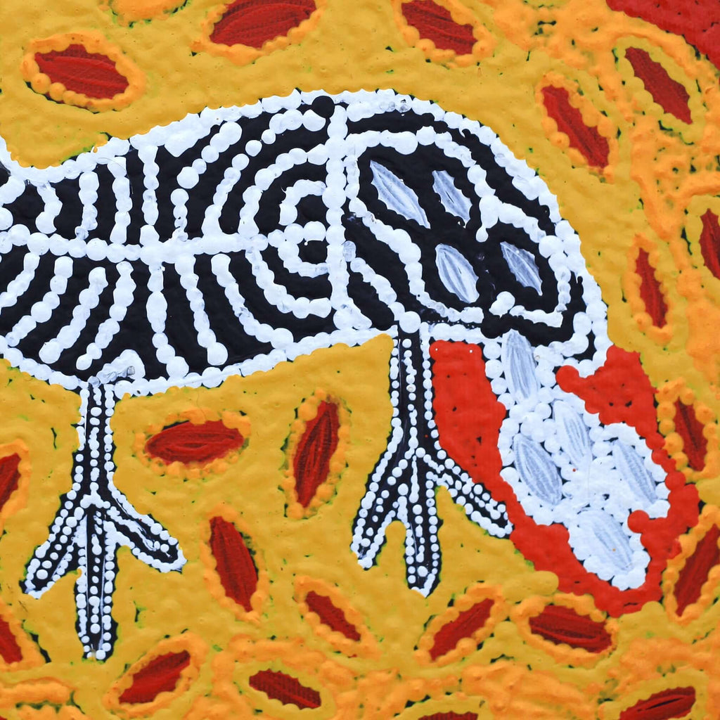 Aboriginal Artwork by Agnes Nampijinpa Fry, Yankirri Jukurrpa (Emu Dreaming) - Ngarlikurlangu, 30x30cm