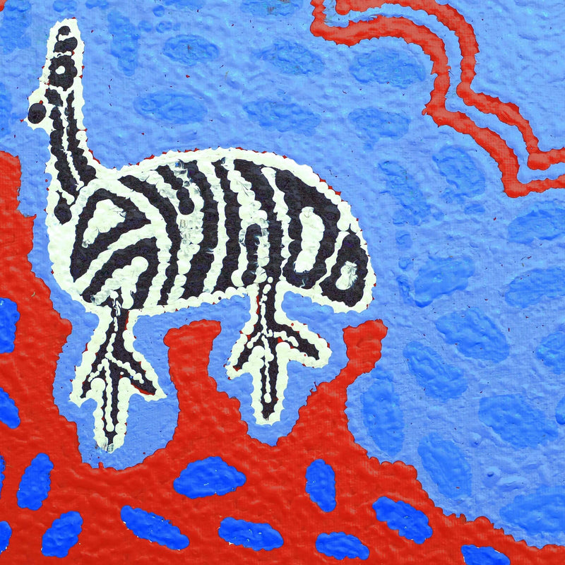 Aboriginal Artwork by Agnes Nampijinpa Fry, Yankirri Jukurrpa (Emu Dreaming) - Ngarlikurlangu, 30x30cm