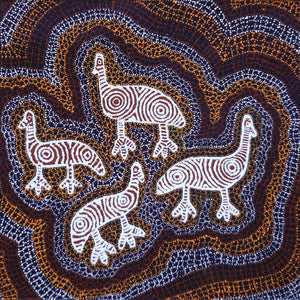 Aboriginal Artwork by Agnes Nampijinpa Fry, Yankirri Jukurrpa (Emu Dreaming) - Ngarlikurlangu, 61x61cm - ART ARK®