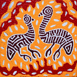 Aboriginal Artwork by Agnes Nampijinpa Fry, Yankirri Jukurrpa (Emu Dreaming) - Ngarlikurlangu, 30x30cm - ART ARK®