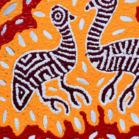 Aboriginal Artwork by Agnes Nampijinpa Fry, Yankirri Jukurrpa (Emu Dreaming) - Ngarlikurlangu, 30x30cm