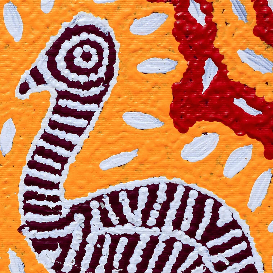 Aboriginal Artwork by Agnes Nampijinpa Fry, Yankirri Jukurrpa (Emu Dreaming) - Ngarlikurlangu, 30x30cm