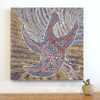 Aboriginal Artwork by Agnes Nampijinpa Fry, Jurlpu kuja kalu nyinami Yurntumu-wana (Birds that live around Yuendumu), 61x61cm