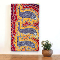 Aboriginal Artwork by Agnes Nampijinpa Fry, Yankirri Jukurrpa (Emu Dreaming) - Ngarlikurlangu, 76x46cm